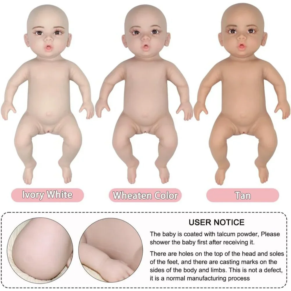 🆕18.5 inch Full Silicone Tan Baby Dolls Newborn Baby Girl Doll Newborn Doll